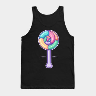 Rainbow Swirl Round Lollipop on dark Tank Top